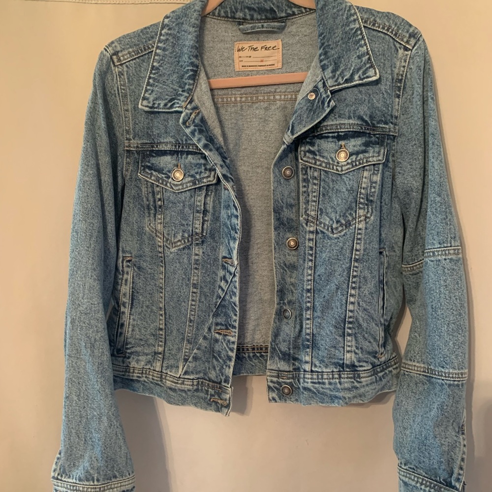 We The Free Blue Jean Jacket Cropped Classic